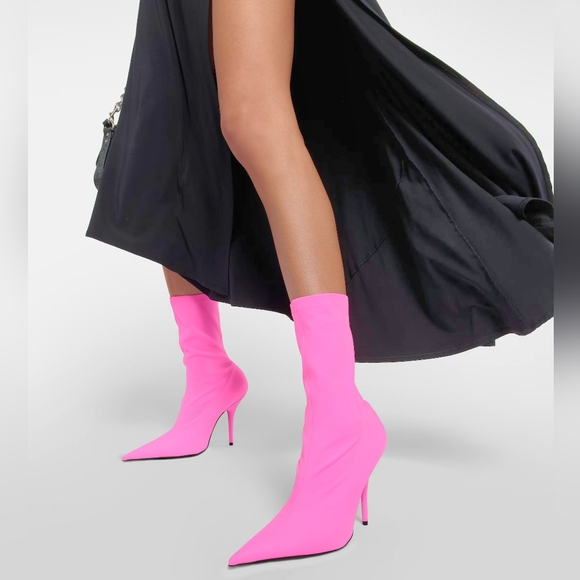NWOB BALENCIAGA Pointed Toe Sock Knife Booties Neon Pink Eu 41 US 11 Org $1,490 - Picture 1 of 16